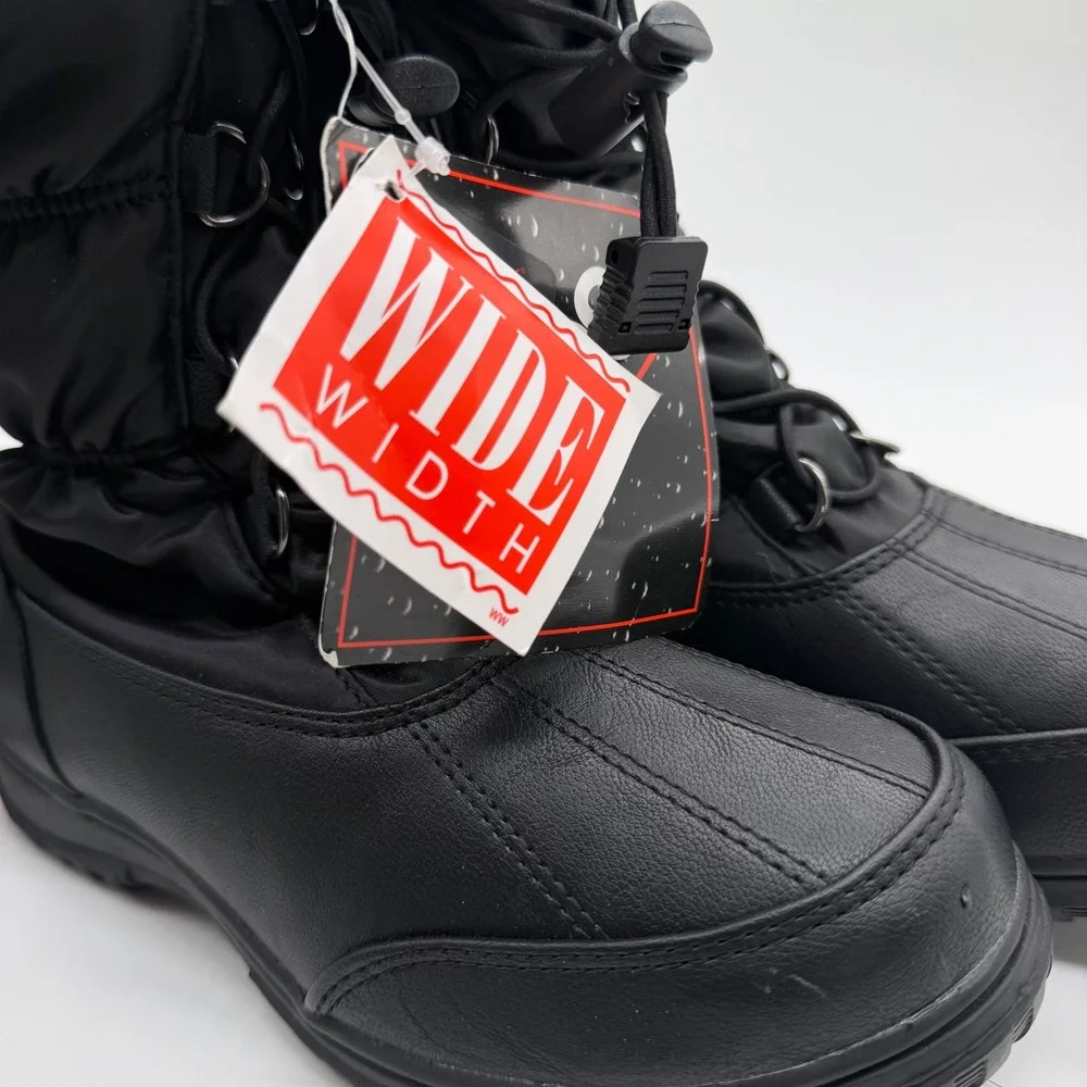 Totes April Black Wide Width Snow Boots Womens 5W Thermolite Insulated Faux Fur
